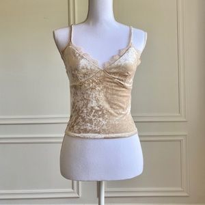 Nude Velvet Lace-Trim Cami Forever 21 S